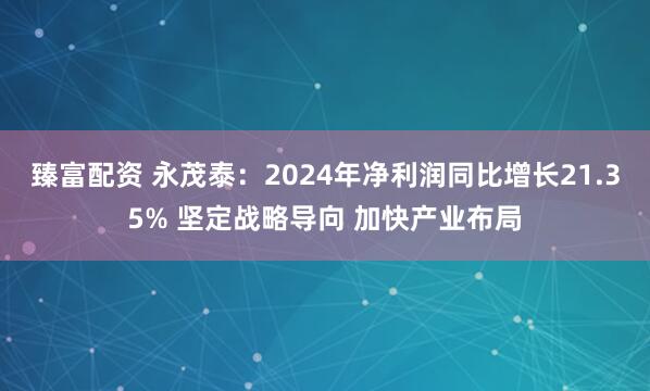 臻富配资 永茂泰：2024年净利润同比增长21.35% 坚定战略导向 加快产业布局