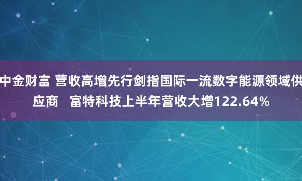 中金财富 营收高增先行剑指国际一流数字能源领域供应商   富特科技上半年营收大增122.64%